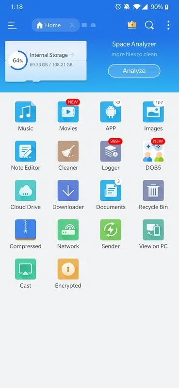ES File Explorer 9 واجهة عرض تطبيق ES File Explorer